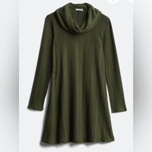 Cowl Neck Ribbed Dress